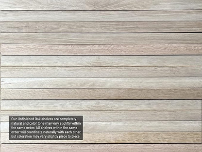Urban Legacy Unfinished White Oak Deep Floating Shelves | Easy to Install Accent Modern Floating Shelves with Floating Shelf Brackets| Set of 2 (24" x 11" x 2")