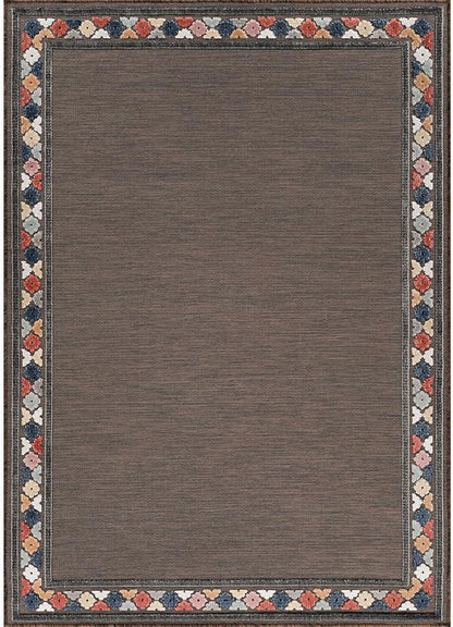 Beverly Rug Outdoor Rug 8x10 Modern Bordered Area Rugs for Indoor and Outdoor Patio Easy to Clean Non Shedding Living Room Porch Garden Washable Outside Carpet (8 x 10 Brown)