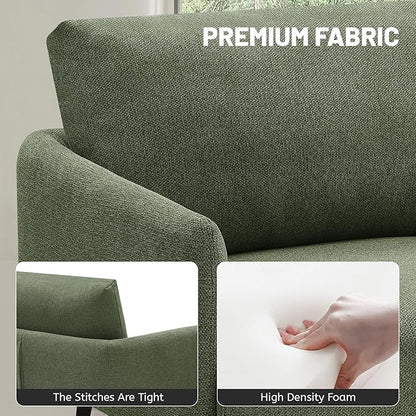 Oversized Accent Chair for Living Room Chairs Reading Arm Chair Comfy Modern Single Sofa Side Chairs with Metal Legs & Soft Cushion for Bedroom, Balcony,Waiting Room (Polyester, Moss Green)