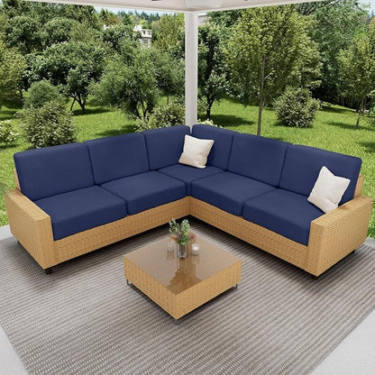 hyha Waterproof Sectional Couch Covers, Non Slip Sofa Couch Cushion Covers L Shape, Thick Stretch Jacquard Fabric, Washable Sofa Slipcovers with Elastic Bottom (1 Piece for Chaise, Navy)