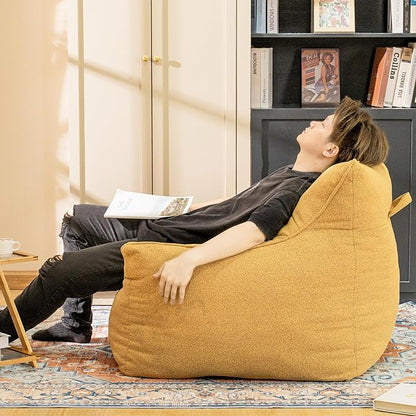 Bean Bag Chair for Adults, Comfy Tufted Bean Bag Chair Sofa with Armrests, Lazy Beanbag Chair with Foam Filler Stuffed Bean Bag Couch Sofa for Reading in Bedroom, Living Room and Dorms