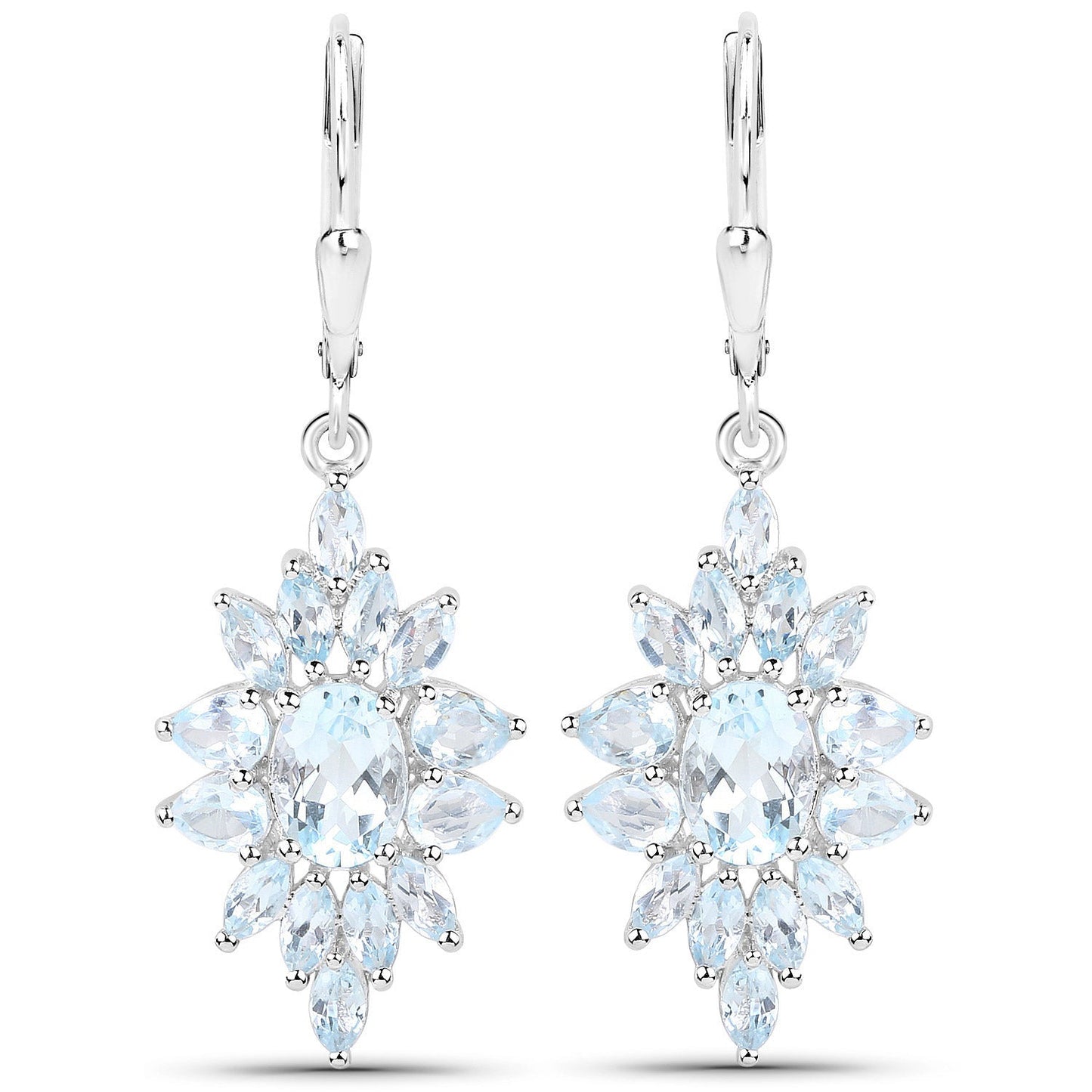 19.18 Carat Genuine Blue Topaz .925 Sterling Silver 3 Piece Jewelry Set (Ring, Earrings, and Pendant w/ Chain)