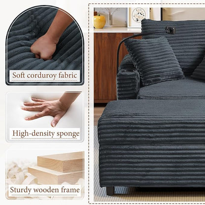 Accent Chair with Storage Ottoman Upholstered Living Room Chairs for Reading Chair with Chaise Lounge Chairs Indoor, Comfortable Armchair for Bedroom