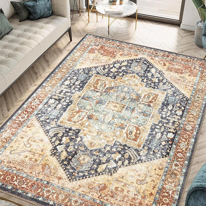 Keen Home Design 3x5 Rug - Machine Washable Entry Rug with Non-Slip Backing, Ideal for Enteryway, Kitchen, Bathroom, Laundry Room - Vintage, Easy Clean, Durable, Low Pile Rug - (3' x 5')