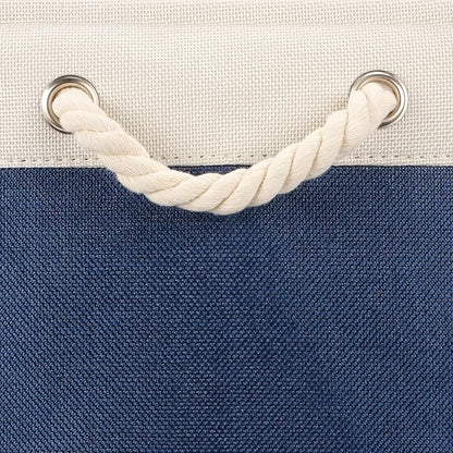 Bidtakay Fabric Storage Baskets with Handles for Organizing 16" x 11.8" x 11.8" Navy Blue Baskets [2-Pack] Shelf Baskets Large Canvas Collapsible Bins for Closet (White&Blue)