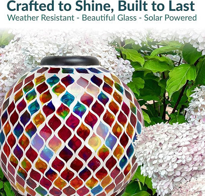 Sunnydaze 10-Inch Solar Gazing Ball for Garden - Glass Outdoor Gazing Globe - Summer Trellis - Set of 2