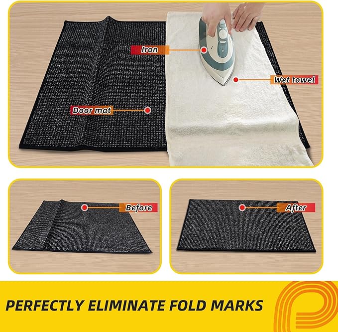 JSEI Dirt Trapper Door Mat 24"x60" Non-Slip Washable Entrance Mat, Dog Doormats, Absorbent & Fade-Resistant Floor Mats, Low Profile Welcome Mats for Entryway, Front Door, and Inside Entrance, Black