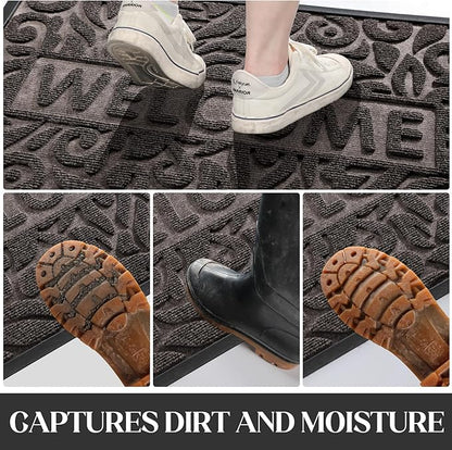 Yimobra Door Mat Indoor Outdoor Entrance, Non Slip Welcome Front Doormats, Heavy Duty Rubber Backing, Stain and Fade Resistant, Low Profile, Easy Clean Patio Garage Floor Mats, 47 x 32, Brown