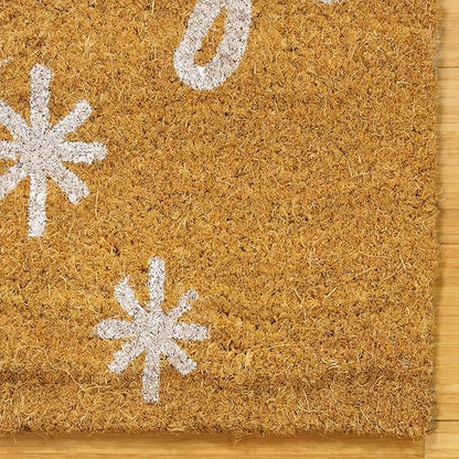 Gertmenian Disney Mouse Doormat Rug Retro Front Door Coir Mat Welcome Home Indoor Outdoor Entryway Carpet, 2-Pack 20x34, Mickey Happy Holidays/Snowflakes