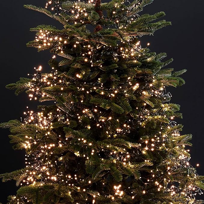 Dazzle Bright Christmas String Lights, Connectable Waterproof String Lights Green Wire with 8 Modes, Christmas Decorations for Indoor Yard Garden (Warm White, 300 LED)