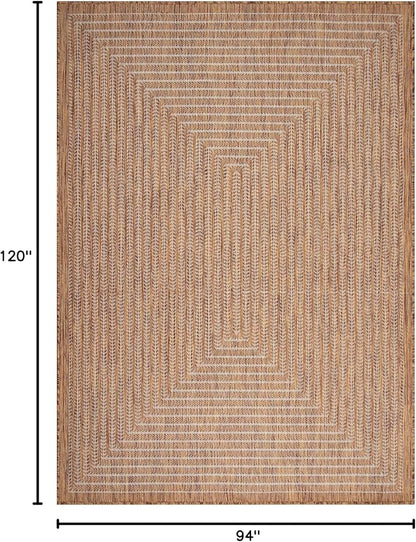 Adiva Rugs Outdoor Indoor Area Rug, Weather Resistant, Easy to Clean, Stain Resistant Floor Mat for Dining Room, Backyard, Deck, Patio (Wooden, 8' x 10')