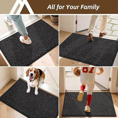 COSY HOMEER-Door-Mat 20" x 32" Non Slip Absorbent Entryway Rugs Dirt Trapper Doormats Washable Entrance Mats Low Pile Welcome Floor Mat for Front Back Door and Entry Mats,Black