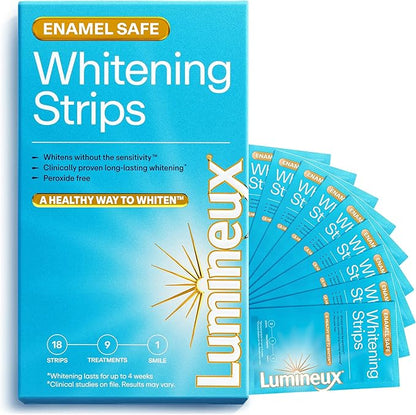 Lumineux Teeth Whitening Strips 9 Treatments – Peroxide Free - Enamel Safe for Whiter Teeth - Whitening Without The Sensitivity - Dentist Formulated - Sensitivity Free