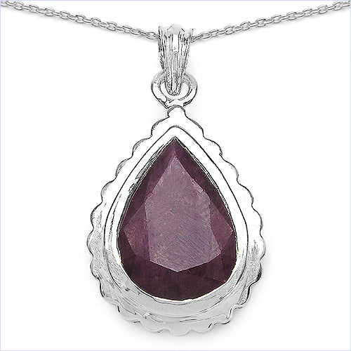 Pendentif en argent sterling 925 avec rubis véritable de 14,10 carats