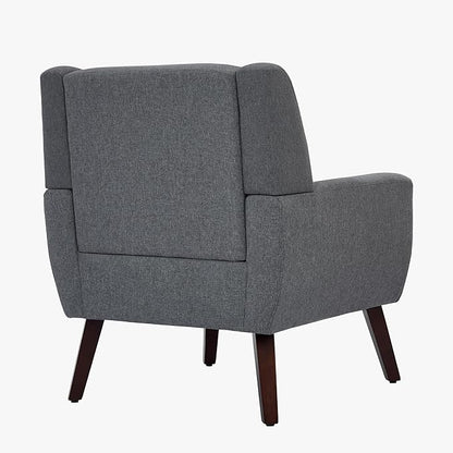 UIXE Accent Chairs Set of 2, Fabric Upholstered Armchair for Living Room, Comfy Arm Chair Single Sofa Bedroom Side Reading Seat - Flax Gray