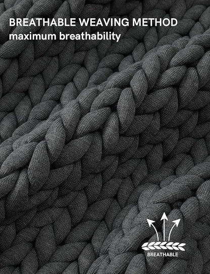 YnM Chunky Throw Blanket, Medium-Weight, Hand Knitted, Skin Friendly, Ventilated and Breathable, Machine Washable, Home Décor Piece for Couch, Sofa and Bed (Charcoal Grey, 40x50 Inch)