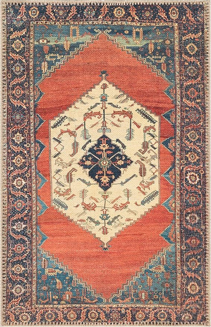 Keen Home Design 2x3 Rug - Machine Washable Entry Rug with Non-Slip Backing, Ideal for Enteryway, Kitchen, Bathroom, Laundry Room - Vintage, Easy Clean, Durable, Low Pile Rug - (2' x 3')