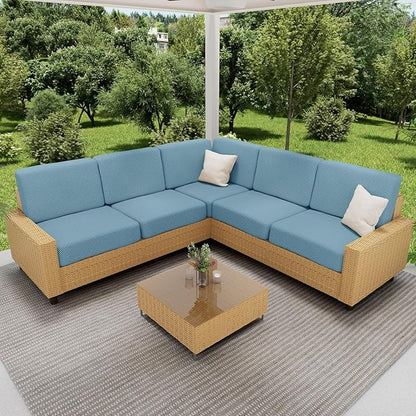hyha Waterproof Couch Cushion Covers for Pets, Non Slip Sofa Seat Cover for Dogs Washable, Soft Thick Stretch Jacquard Fabric, Sofa Slipcovers with Elastic Bottom (2 Pieces, Lake Blue)