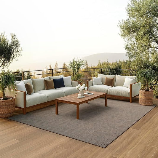 Nourison Positano Indoor/Outdoor Natural 10' x 14' Area Rug, Easy Cleaning, Non Shedding, Bed Room, Living Room, Dining Room, Backyard, Deck, Patio (10x14)