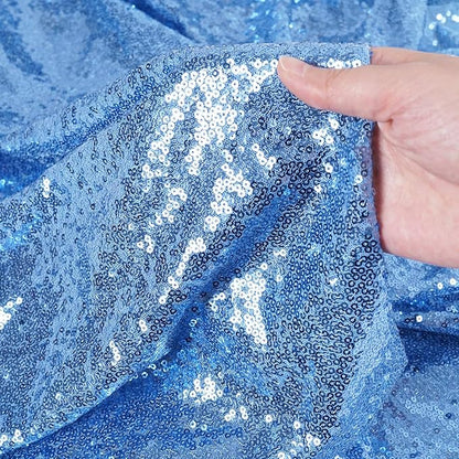 SquarePie Sequin Tablecloth 90 x 132 Inch Baby Blue Sparkly Table Linen for Wedding Party