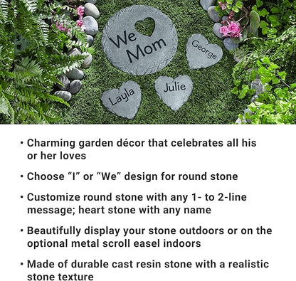 Let's Make Memories Personalized Garden Stone - Resin - Custom Garden Décor - Heart Stepping Stone - for Dad - for Father's Day