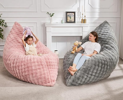 Hobestluk 3 in 1 Bean Bag Chair Giant Bean Bag Chairs for Adults with Bubble Cover Convertible Bean Bag Floor Cushion with Machine Washable Cover for Living Room (Bubble Grey)