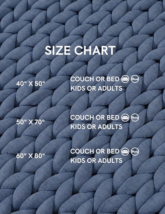 YnM Chunky Throw Blanket, Medium-Weight, Hand Knitted, Skin Friendly, Ventilated and Breathable, Machine Washable, Home Décor Piece for Couch, Sofa and Bed (Cerulean Blue, 40x50 Inch)
