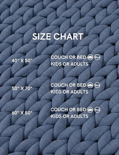 YnM Chunky Throw Blanket, Medium-Weight, Hand Knitted, Skin Friendly, Ventilated and Breathable, Machine Washable, Home Décor Piece for Couch, Sofa and Bed (Cerulean Blue, 40x50 Inch)