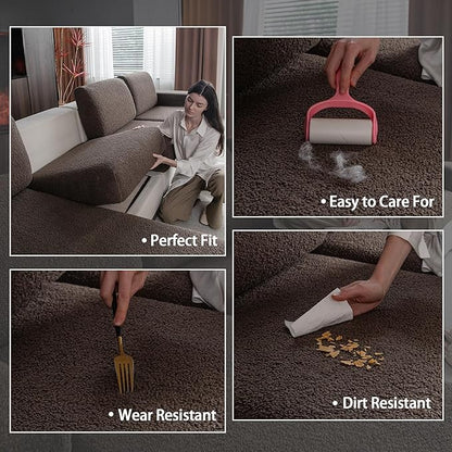 Couch Cushion Covers for Sectional Sofa, Stretch Soft Sofa Slipcovers Washable Wear-Resistant Universal Furniture Protector for Living Room(1 Piece Oversized Cover, Brown)