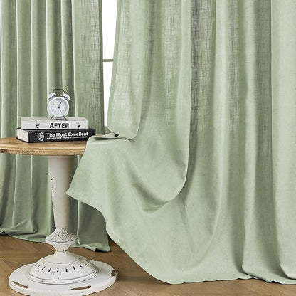 Joydeco Sage Green Curtains for Living Room, 96 Inch Curtains 2 Panel Set, Light Filtering Curtains 96 Inches Long, Living Room Curtains 2 Panel Sets