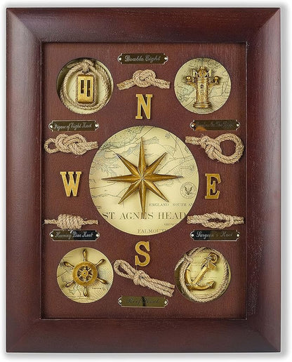 SAILINGSTORY Nautical Wall Decor Knot Board Frame Maritime Decor Coastal Compass Decor