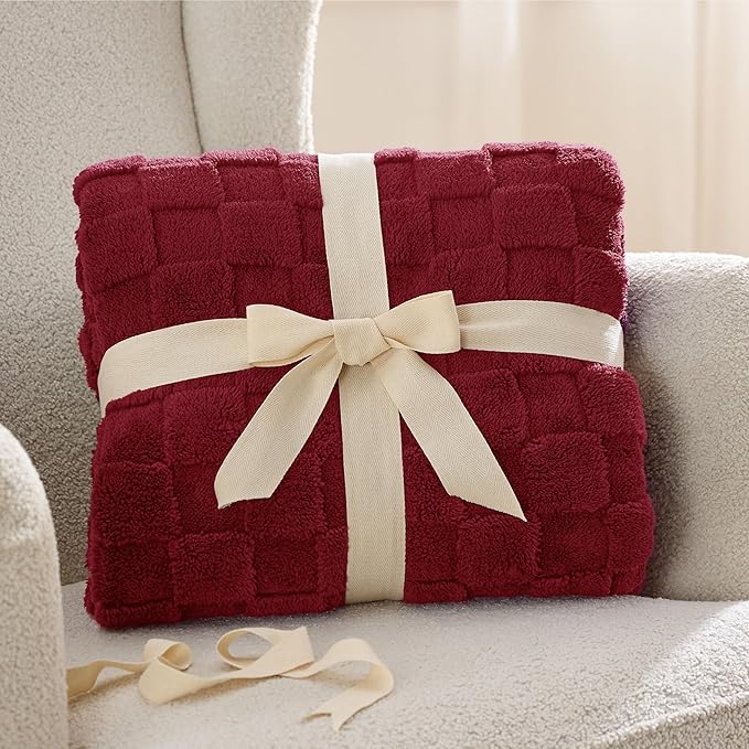 Bedsure GentleSoft Red Throw Blanket for Couch - Super Soft Cozy Blankets Gifts for Women Men Girls, Cute Small Fleece Throws for Bedroom Home Decor, 50x70 Inches