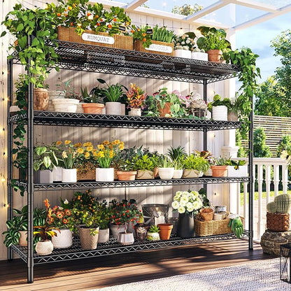REIBII 60" W ×24" D×65.3" H, 4 Tier Wire Shelving 2878LBS Heavy Duty Steel Storage Rack Shelving Adjustable Shelves for Warehouses, Garages, Kitchens, and Commercial Spaces/Premium Wheels 2 Pack