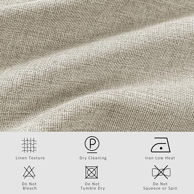 Macochico Pinch Pleated Blackout Linen Curtains 96 Inches Long 100% Light Blocking Burlap Curtains for Bedroom Living Room Thermal Window Panels with Tieback 72”Wx96”L Ivory White 1 Panel