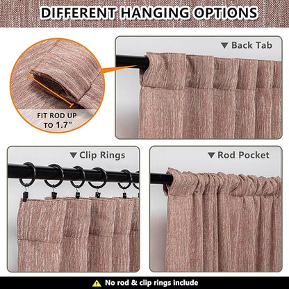 MYSKY HOME Living Room Curtains for Windows, Linen Look Texture Semi Sheers Boho Drapes Extra Long Floor Length Curtain Panels Soft Cotton Fabric, 50 x 108 Inch, Brick Red, 2 PCs