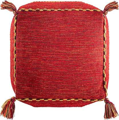 Mark&Day Pouf Ottoman, Hinterbruhl Global Burnt Orange Cube Pouf Foot Rest for Living Room, Bedroom and Boho Home Decor (18"x18"x18")