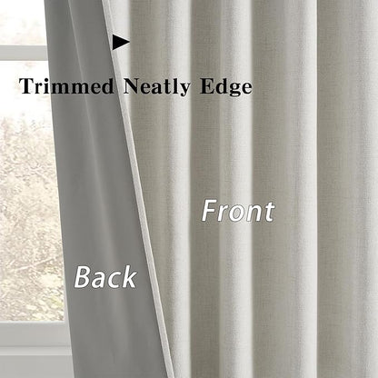 RAIN CITY Natural Birch Blackout Curtains 102 Inch Long 2 Panels Set, Back Tab Track Curtain for Living Room Floor to Ceiling Length Light Blocking Pleated Window Drapes 50x102