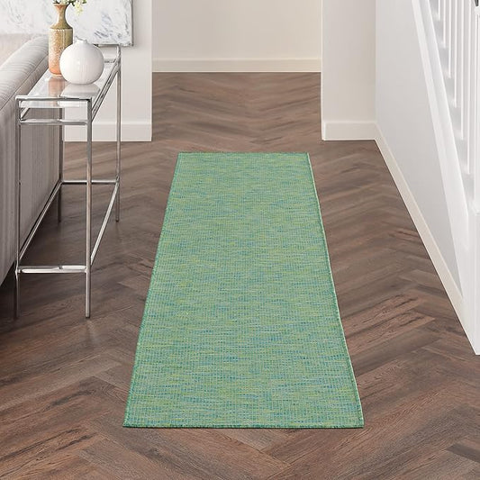 Nourison Home Positano Blue Green 2' x 6' Area Rug Easy Clean, Non Shedding, Bed Room, Living Room, Dining Room, Kitchen (6' Runner)