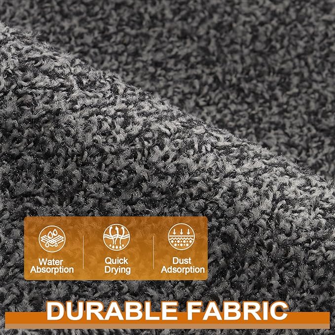Mibao Front Door Mat, Dirt Trapper Welcome Mat for Outdoor Indoor, Non-Slip Waterproof Doormat, Durable Machine Washable Low Profile Entry Rug for Back Door Outside Patio Porch, 32" x 20", Grey