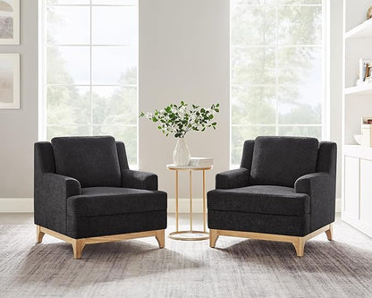 Oversized Accent Chair, Modern Boucle Armchair with Wood Legs, Modern Reading Chair with Thick Cushion, Comfy Chairs for Living Rooms, Bedrooms, Reading nooks and Apartments