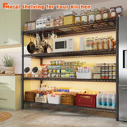 REIBII 60" W Storage Shelves 2878LBS Wire Shelving Unit with Wheels Heavy Duty Metal Shelving Adjustable Metal Shelves for Pantry,Kitchen,Garage,Basement,Business,Warehouse,60”W ×24”D×65.3”H