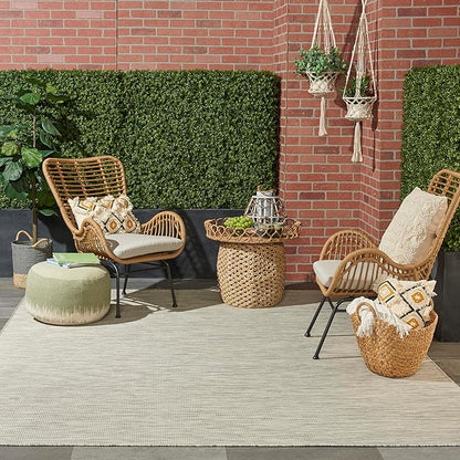 Nourison Home Positano 9' x 12' Light Grey Modern Indoor/Outdoor Rug Polypropylene