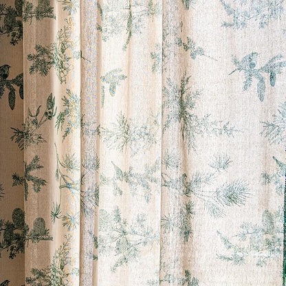Sutuo Home Boho Curtain 84 Inches Length for Bedroom, Printed Cotton Linen Rod Pocket Semi Blackout Farmhouse Bohemian Tassels Window Treatment for Living Room, 1 Panel 59" W x 84" L, Green Forest