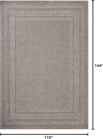 Loloi Amber Lewis Topanga Collection TOP-05 Natural/Teal 9'-2" x 12'-0" Indoor/Outdoor Area Rug