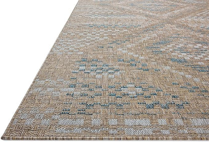 Loloi Amber Lewis Topanga Collection TOP-04 Natural/Aqua 9'-2" x 12'-0" Indoor/Outdoor Area Rug