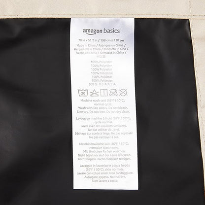 Amazon Basics Portable Blackout Curtain Shade with Suction Cups, 50"W x 78"L, 2-Pack, Beige