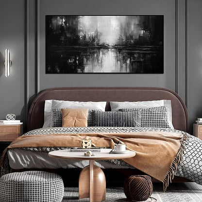 Abstract Painting Canvas Wall Art Living Room Black Wall Decor for Bedrom Home Office Decor Large Picture Frames for Wall 29 x 58 Inch