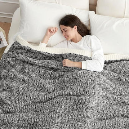 Snuggle Sac Queen Size Bedding Blanket Black, Super Soft Warm Cozy Bed Blankets Oversized Fuzzy Plush Blankets for Bed, Bedroom, Heather Black, 90x90 inches