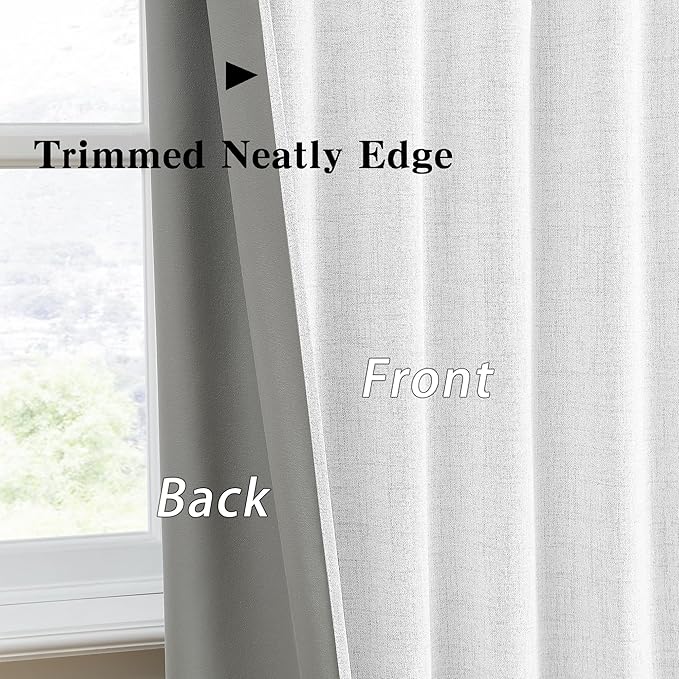 RAIN CITY White Blackout Curtains 120 Inches Long Modern Farmhouse Back Tab Pleated Look Window Drapes for Bedroom Living Room 2 Panels 50x120x2