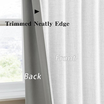 RAIN CITY White Blackout Curtains 120 Inches Long Modern Farmhouse Back Tab Pleated Look Window Drapes for Bedroom Living Room 2 Panels 50x120x2